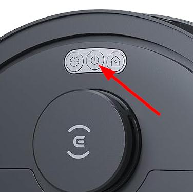 Mittlere Taste am Roboter, mit rotem Pfeil markiert